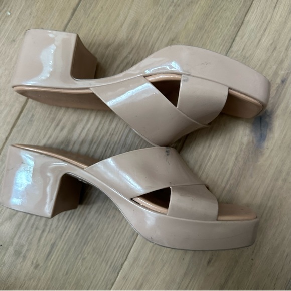 JEFFREY CAMPBELL BUBBLEGUM Sandals Nude Shiny jelly platform sandal womens 10 - Picture 2 of 9